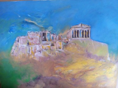 Painting titled "Η λάμψη της Ακρόπολ…" by Martin Davis, Original Artwork, Acrylic