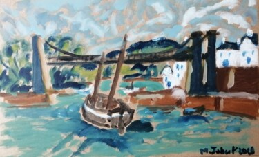 Painting titled "Le port du Bono, Mo…" by Martin Jobert, Original Artwork, Oil