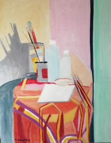 Peinture intitulée "Interieur atelier" par Martin Jobert, Œuvre d'art originale, Huile