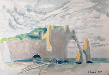 Peinture intitulée "Etretat" par Martin Jobert, Œuvre d'art originale, Huile