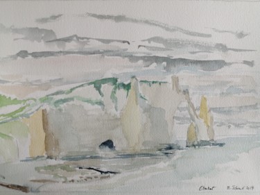 Painting titled "Etretat" by Martin Jobert, Original Artwork, Watercolor