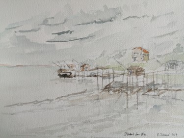 Painting titled "Saint Palais sur mer" by Martin Jobert, Original Artwork, Watercolor