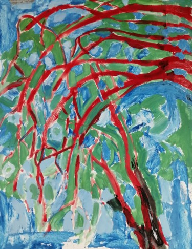 Painting titled "Couché sous un arbre" by Martin Jobert, Original Artwork, Acrylic