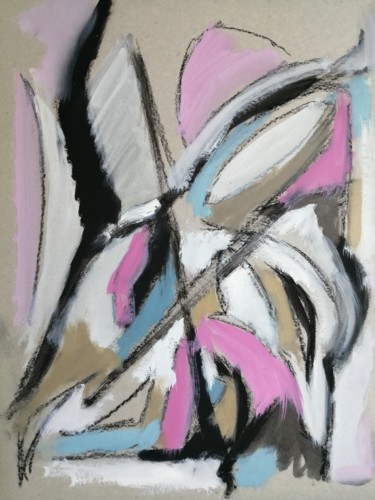 Schilderij getiteld "Abstraction rose" door Martin Jobert, Origineel Kunstwerk, Olie