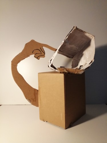 Sculpture titled "ça ne va pas non?" by Martin Jobert, Original Artwork, Cardboard