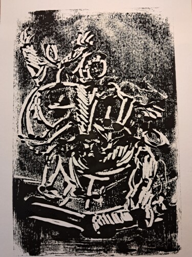 Gravures & estampes intitulée "Le cinquième cavali…" par Martin Jobert, Œuvre d'art originale, Monotype