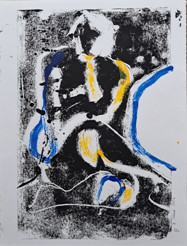 Impressões e gravuras intitulada "Réflexion en jaune…" por Martin Jobert, Obras de arte originais, Monotipo