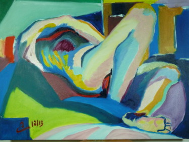 Peinture intitulée "Nu couché de dos" par Martin Jobert, Œuvre d'art originale