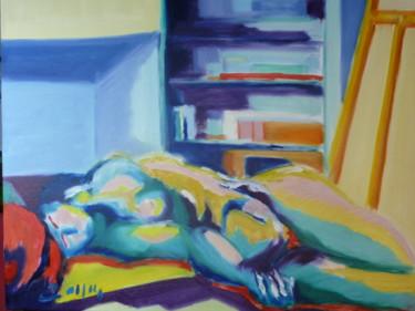 Peinture intitulée "Nu couché de face" par Martin Jobert, Œuvre d'art originale