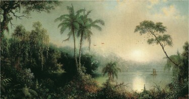 Pittura intitolato "Lever de soleil au…" da Martin Johnson Heade, Opera d'arte originale, Olio