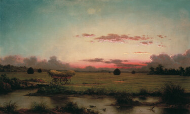 Pintura intitulada "Les marais de Rhode…" por Martin Johnson Heade, Obras de arte originais, Óleo