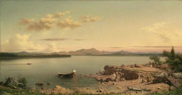 Schilderij getiteld "Lac George" door Martin Johnson Heade, Origineel Kunstwerk, Olie