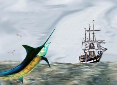 Картина под названием "Marlin Sailer" - Martin Lacabanne Niuquin, Подлинное произведение искусства