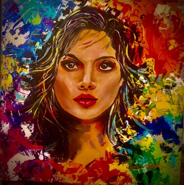 Painting titled "Mi Esposa" by Martin Moore, Original Artwork, Acrylic Mounted on Wood Stretcher frame