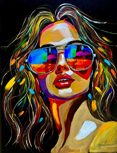 Painting titled "Cali Girl" by Martin Moore, Original Artwork, Acrylic Mounted on Wood Stretcher frame