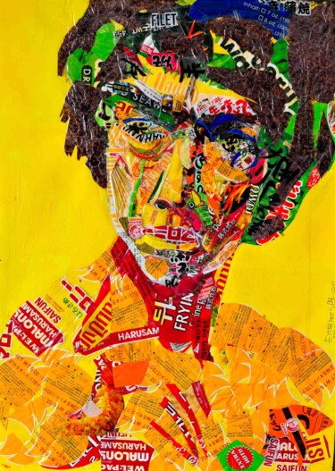 Collagen mit dem Titel "Bruce Lee" von Martin Pollak, Original-Kunstwerk, Collagen Auf Karton montiert