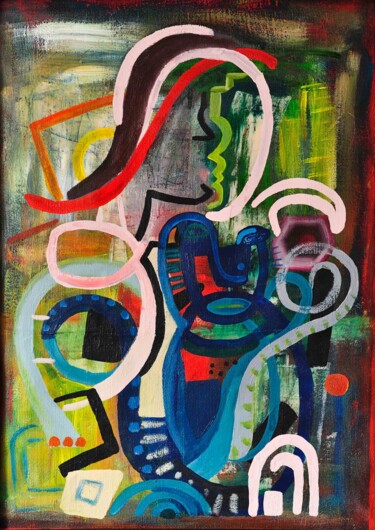 Painting titled "Discussion about a…" by Martin Pollak, Original Artwork, Acrylic
