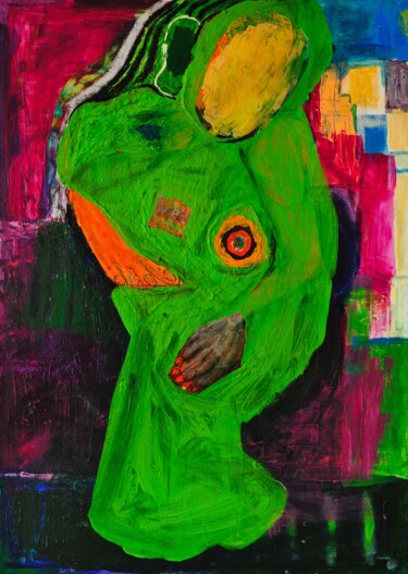 Peinture intitulée "Green Madonna" par Martin Pollak, Œuvre d'art originale, Acrylique Monté sur Châssis en bois