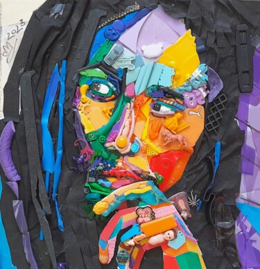 Collagen mit dem Titel "Bob Marley Trash Ar…" von Martin Pollak, Original-Kunstwerk, Collagen