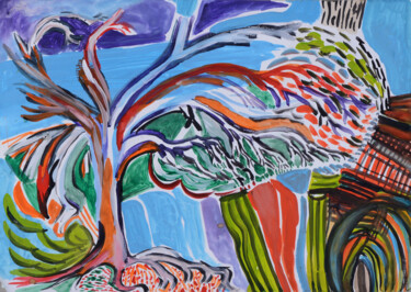 Peinture intitulée "Arbre Sauvage" par Martin Rupp, Œuvre d'art originale, Gouache