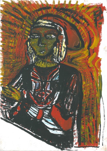 Schilderij getiteld "Magdalena" door Martin Rupp, Origineel Kunstwerk, Gouache