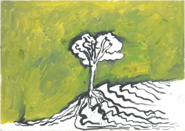 Pittura intitolato "arbre solitaire" da Martin Rupp, Opera d'arte originale, Gouache