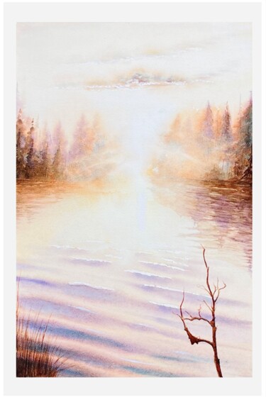 Painting titled "Lake Hornen" by Martin S, Original Artwork, Watercolor