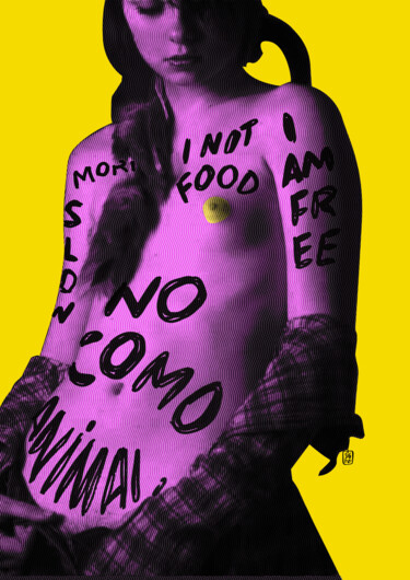 Druckgrafik mit dem Titel "NO COMO ANIMAL" von Martín Sigwald, Original-Kunstwerk, Digitaldruck