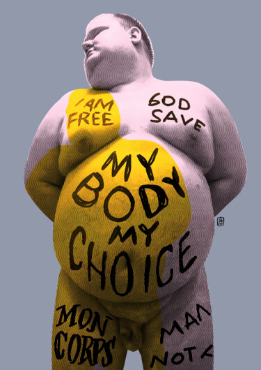 Druckgrafik mit dem Titel "MY BODY MY CHOICE" von Martín Sigwald, Original-Kunstwerk, 2D digitale Arbeit