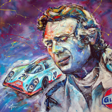 Malarstwo zatytułowany „Steve McQueen Le Ma…” autorstwa Martin Street-Art, Oryginalna praca, Akryl Zamontowany na Drewniana…