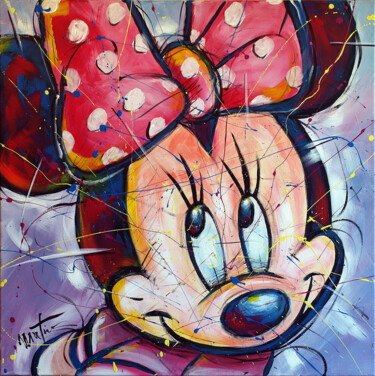 Painting titled "Minnie Mouse" by Martin Street-Art, Original Artwork, Acrylic Mounted on Wood Stretcher frame