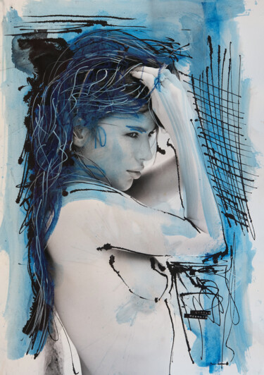Коллажи под названием "Little Mermaid" - Martin Wieland, Подлинное произведение искусства, Акварель