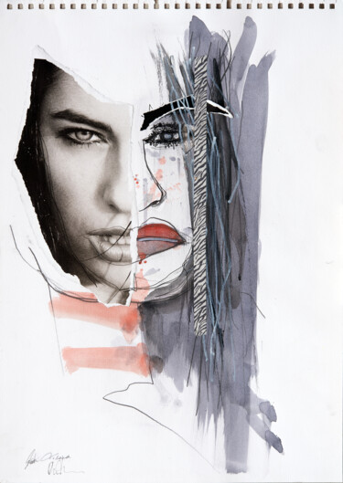Collages titulada "Face Off II" por Martin Wieland, Obra de arte original, Collages