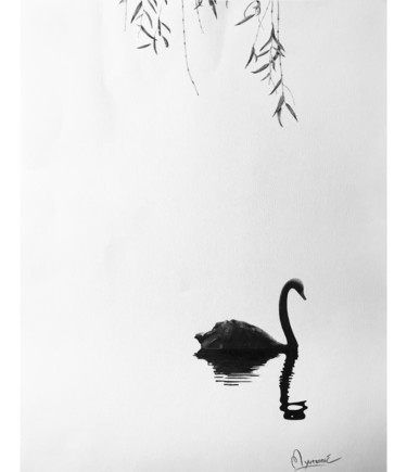 Dibujo titulada "Sólo-un-cisne.jpg" por Martín Yutronic, Obra de arte original, Grafito