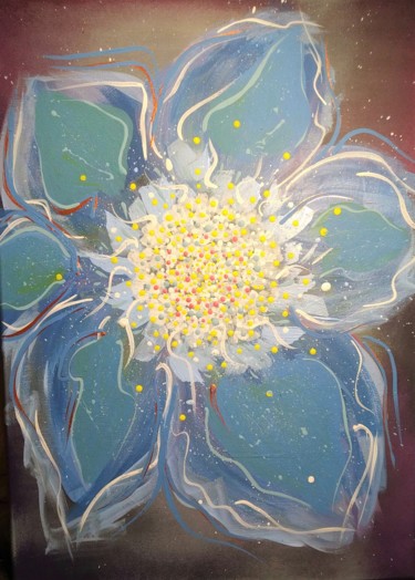 Pittura intitolato "Blue flower" da Tinkabenka, Opera d'arte originale, Acrilico