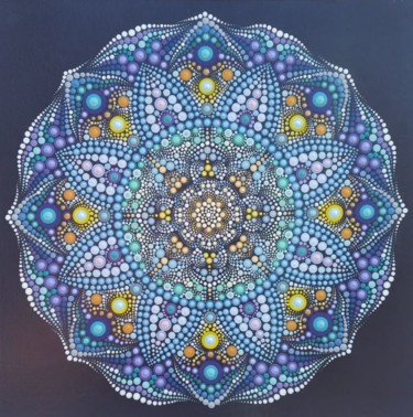 Картина под названием "Blue mandala" - Tinkabenka, Подлинное произведение искусства, Акрил