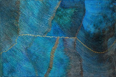 Malerei mit dem Titel "The blue space" von Martina Dupont, Original-Kunstwerk, Acryl Auf Keilrahmen aus Holz montiert