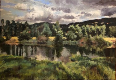 Pintura titulada "River Berounka" por Martina Krupičková, Obra de arte original, Oleo Montado en Bastidor de camilla de made…