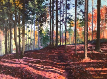 Peinture intitulée "Forest Romance" par Martina Krupičková, Œuvre d'art originale, Huile Monté sur Châssis en bois