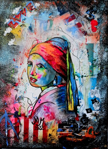 Malerei mit dem Titel ""Vermeer´s Girl"" von Martina Marten, Original-Kunstwerk, Acryl