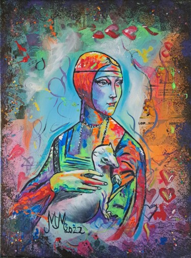 Картина под названием ""Girl with ermelin"" - Martina Marten, Подлинное произведение искусства, Акрил
