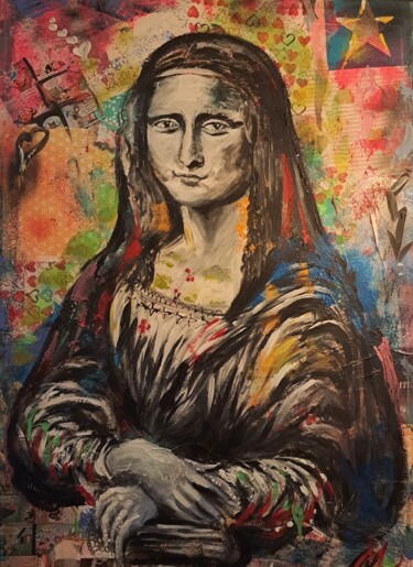 Malerei mit dem Titel ""La Gioconda 2"" von Martina Marten, Original-Kunstwerk, Acryl