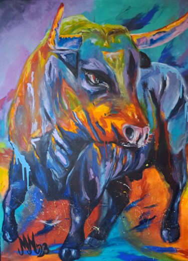 Painting titled ""Taurus"" by Martina Marten, Original Artwork, Acrylic