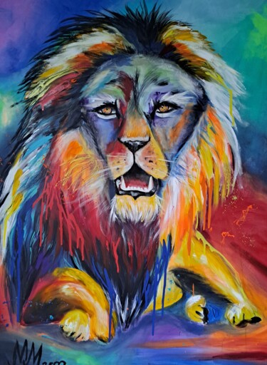 Painting titled ""Urban Lion"" by Martina Marten, Original Artwork, Acrylic
