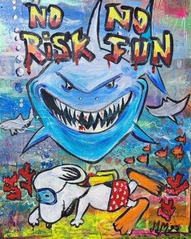 Malerei mit dem Titel ""Shark"" von Martina Marten, Original-Kunstwerk, Acryl
