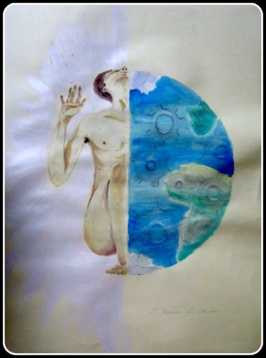 Disegno intitolato "L'homme. Le monde." da Martina Purificato, Opera d'arte originale, Altro