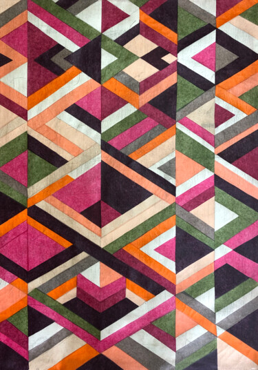 Painting titled "Geometric Tapestry…" by Martina Schneider-Hartmann, Original Artwork, Acrylic