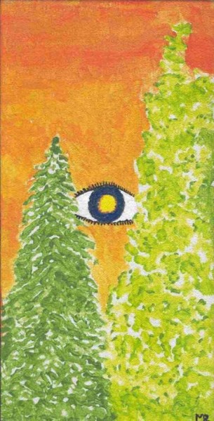 Peinture intitulée "L'oeil de la foret" par Martin Boisvert, Œuvre d'art originale