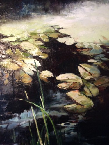 Painting titled "Lilly Pond" by Martine, Original Artwork