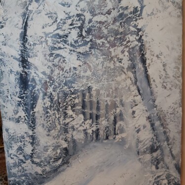 Painting titled "L hiver s annonce" by Martine Albrecht, Original Artwork, Oil